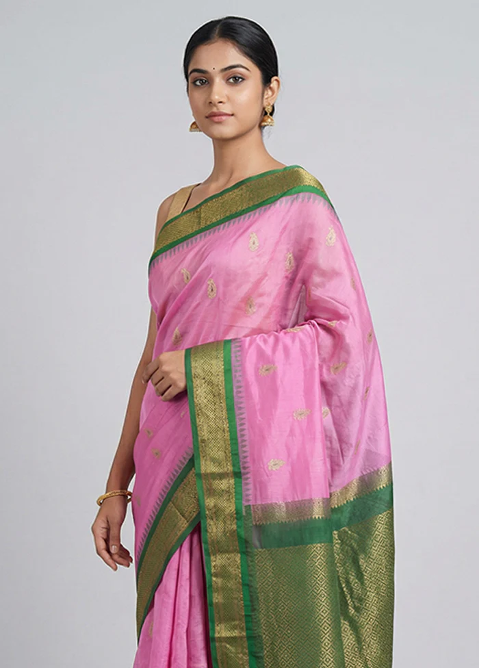 Purple Gadwal Silk Saree Without Blouse Piece - Image 2