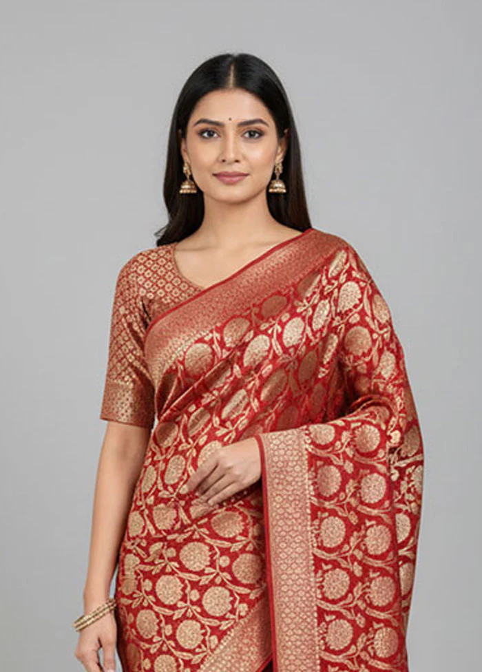 Purple Garad Pure Silk Saree Without Blouse Piece - Image 2