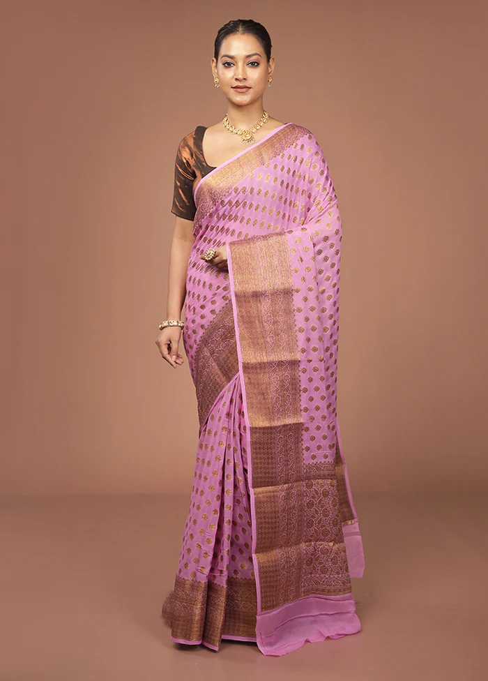 Pink Georgette Saree With Blouse Piece - Image 2