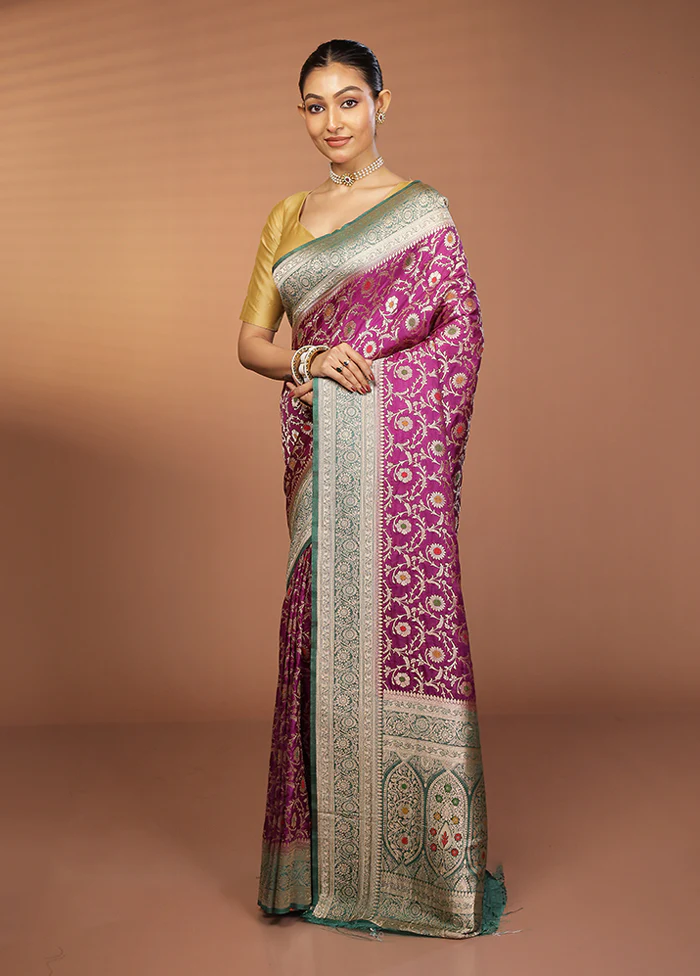 Purple Georgette Saree With Blouse Piece - Image 4