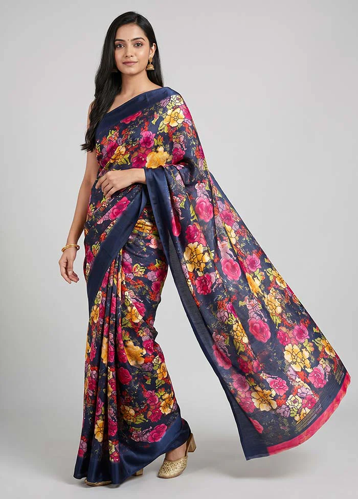 Purple Georgette Saree With Blouse Piece