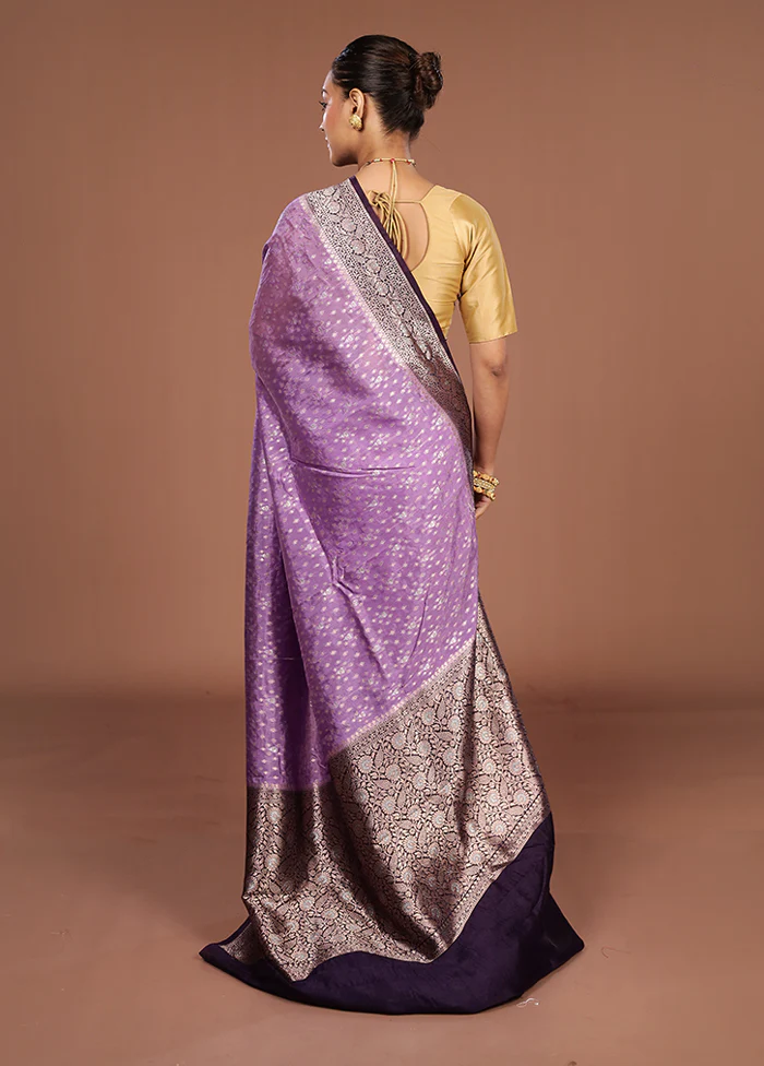 Purple Georgette Saree With Blouse Piece - Image 3