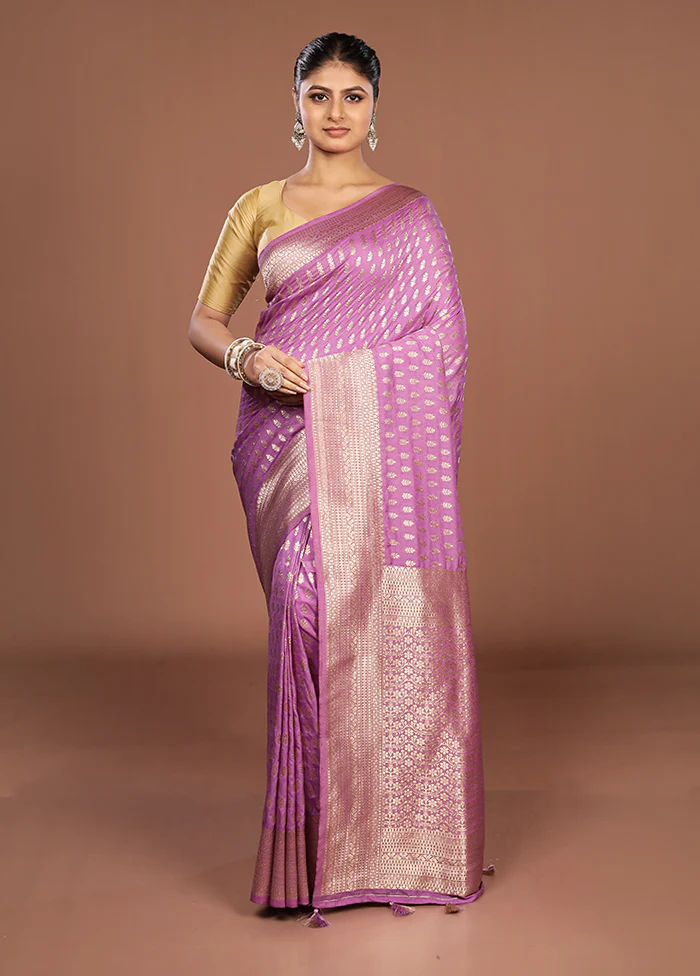 Purple Georgette Saree With Blouse Piece - Image 2