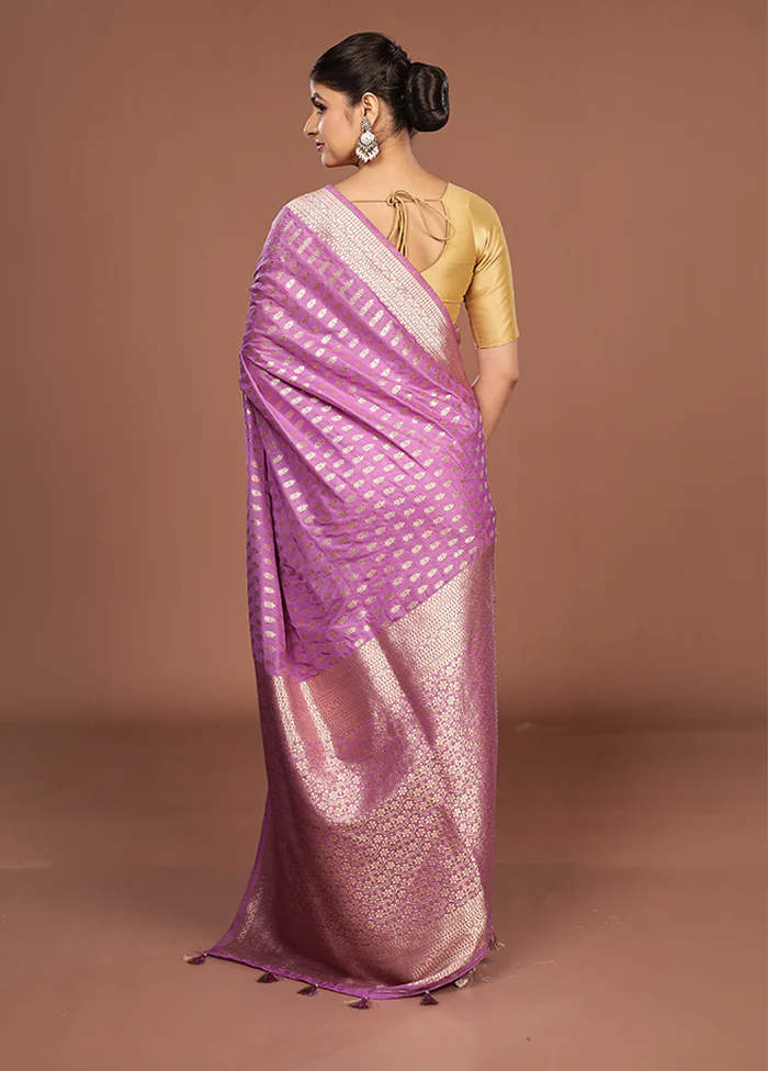 Purple Georgette Saree With Blouse Piece - Image 3