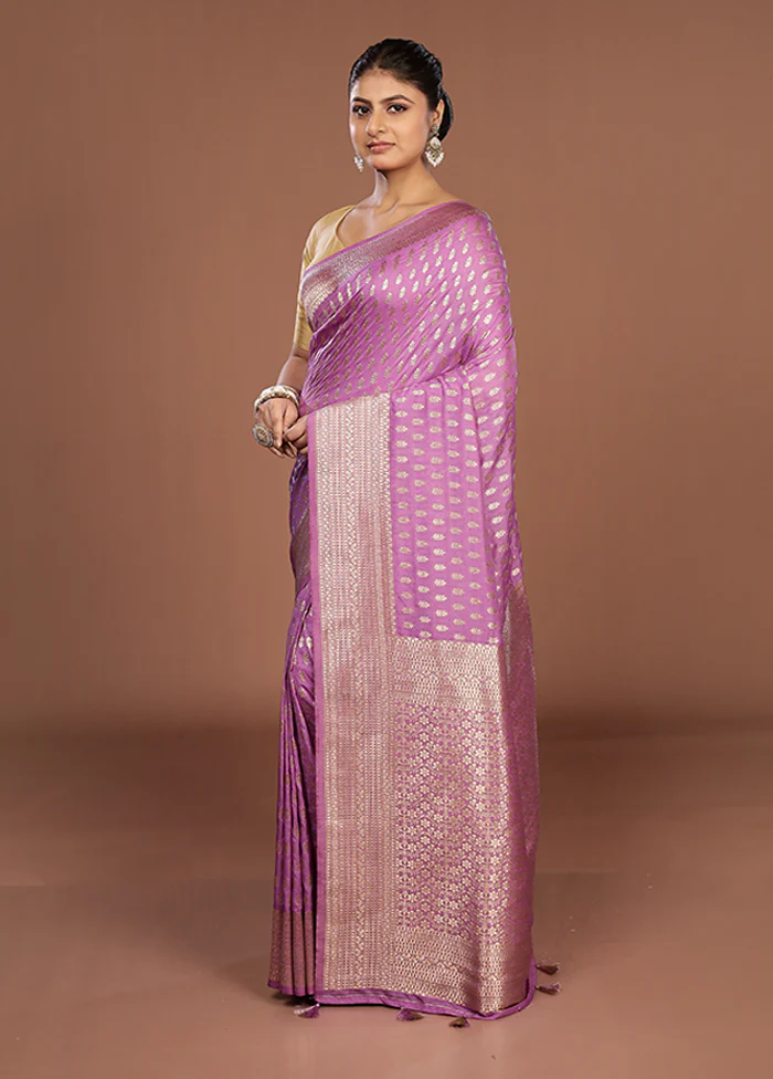 Purple Georgette Saree With Blouse Piece - Image 4