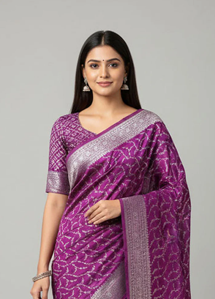 Purple Georgette Saree With Blouse Piece - Image 2