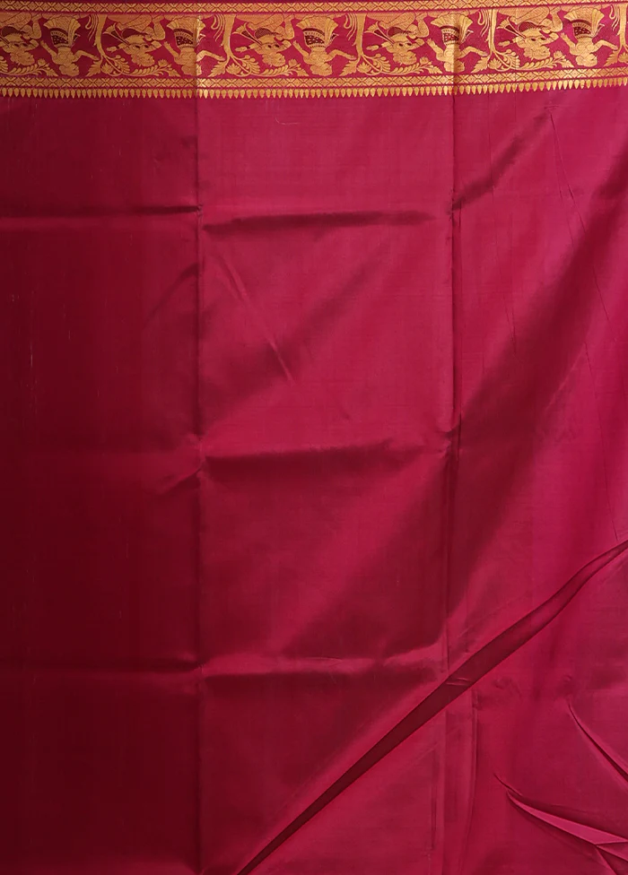 Purple Handloom Baluchari Pure Silk Saree With Blouse Piece - Image 5