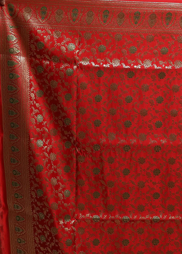 Purple Handloom Banarasi Pure Silk Saree With Blouse Piece - Image 5