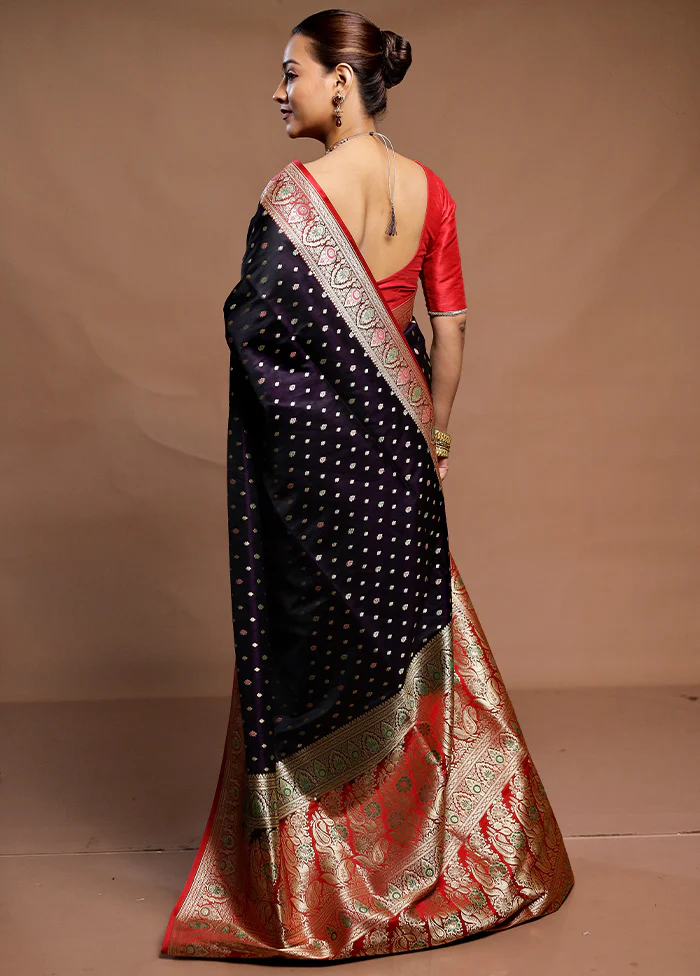Purple Handloom Banarasi Pure Silk Saree With Blouse Piece - Image 3