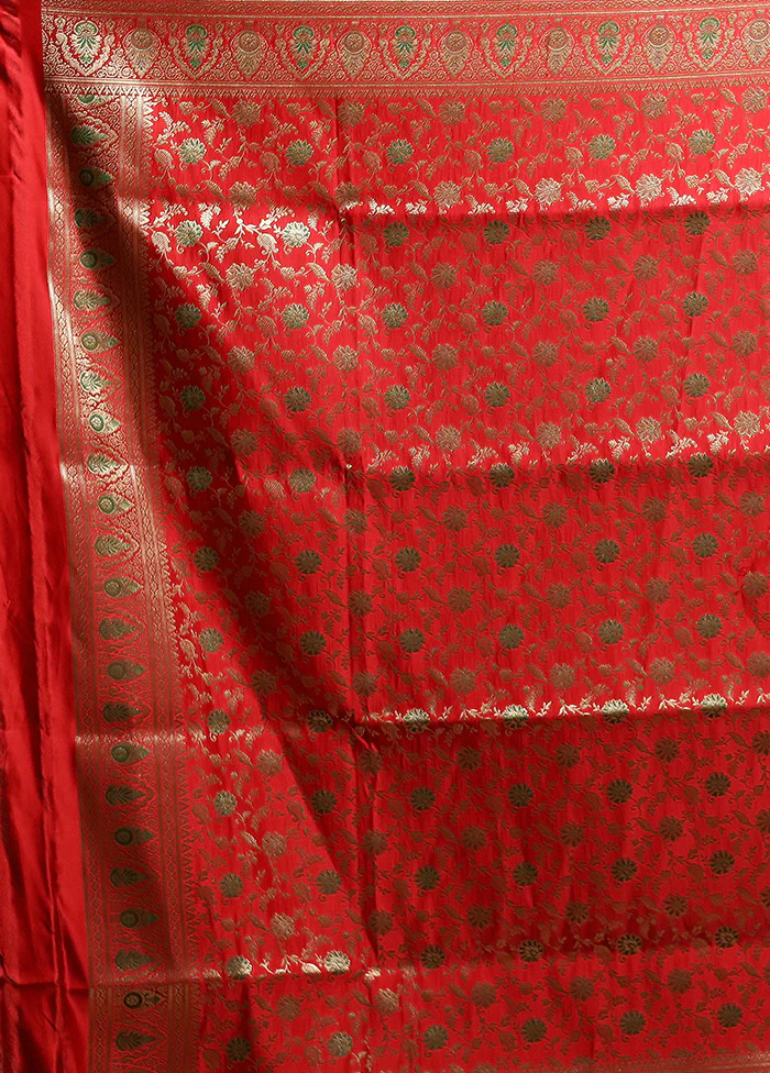 Purple Handloom Banarasi Pure Silk Saree With Blouse Piece - Image 5
