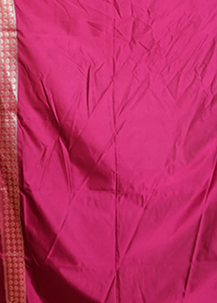 Purple Handloom Banarasi Pure Silk Saree With Blouse Piece - Image 5