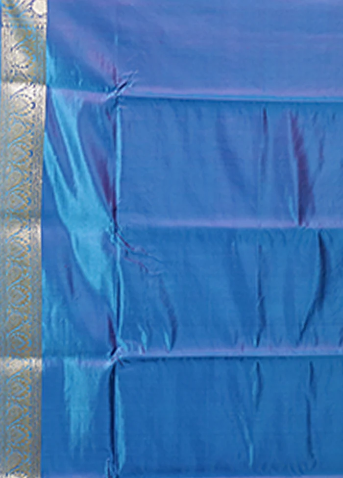 Purple Handloom Banarasi Pure Silk Saree With Blouse Piece - Image 5