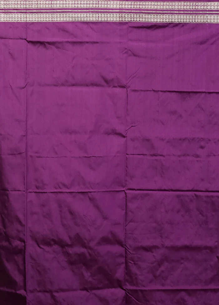 Purple Handloom Bomkai Pure Silk Saree With Blouse Piece - Image 5