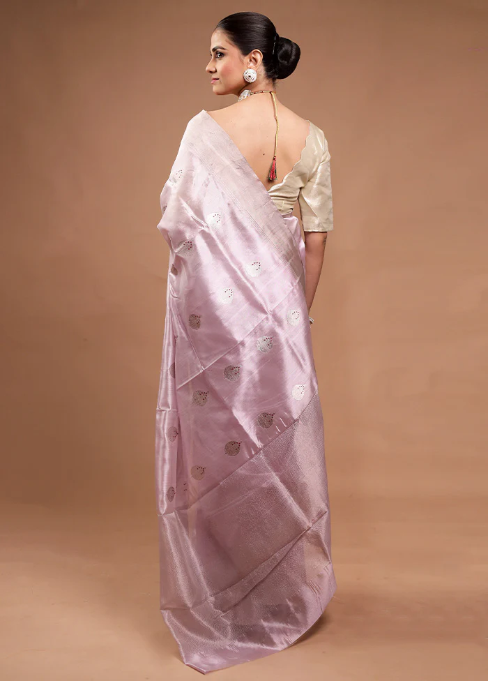 Purple Handloom Chanderi Pure Cotton Saree With Blouse Piece - Image 3