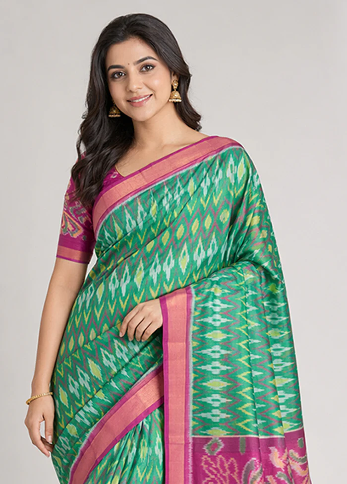 Purple Handloom Kanchipuram Pure Silk Saree With Blouse Piece - Image 2