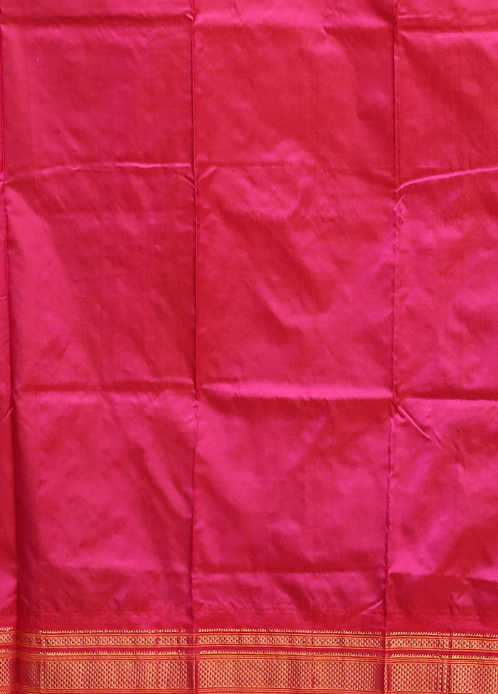 Purple Handloom Kanjivaram Pure Silk Saree With Blouse Piece - Image 5