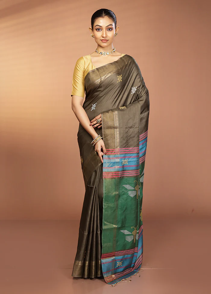 Purple Kalakshetra Pure Silk Saree With Blouse Piece - Image 2