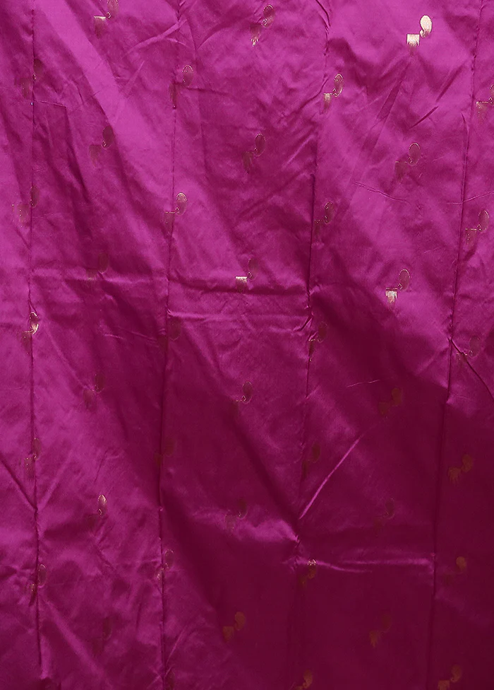 Purple Handloom Kanjivaram Pure Silk Saree With Blouse Piece - Image 5