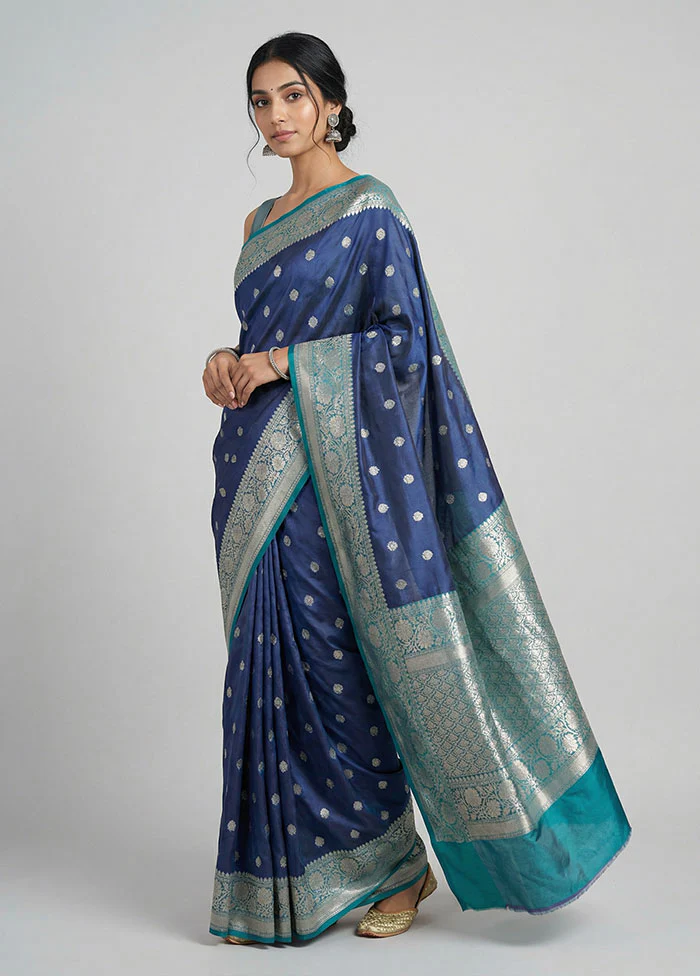 Purple Handloom Katan Pure Silk Saree With Blouse Piece