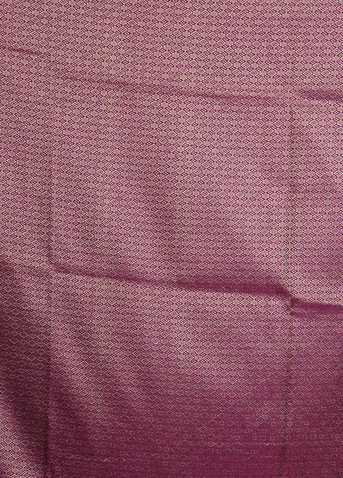 Purple Handloom Katan Silk Saree With Blouse Piece - Image 5