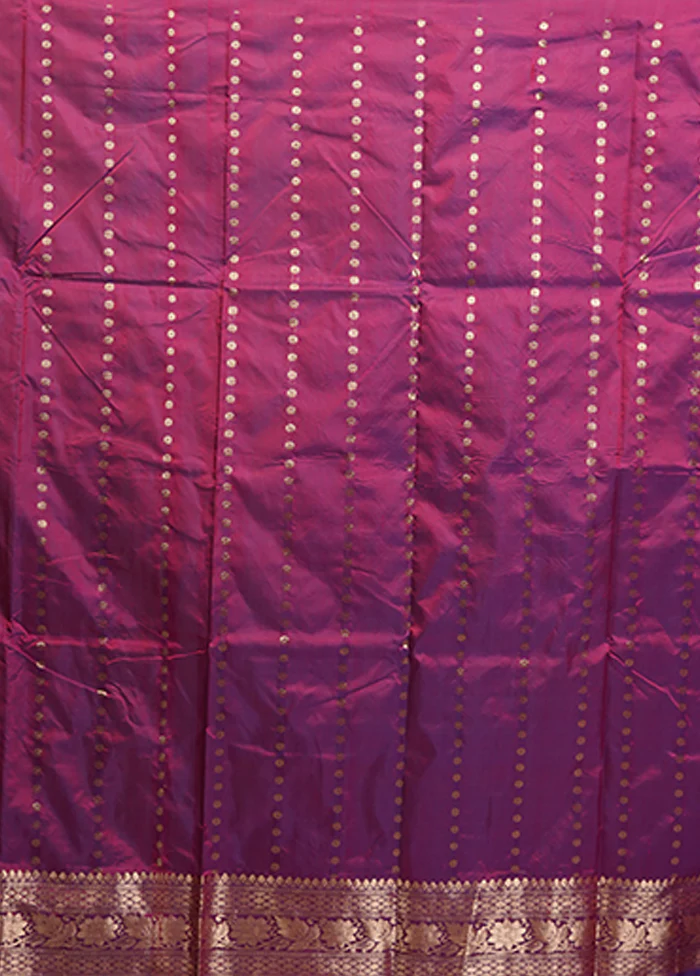 Purple Handloom Katan Pure Silk Saree With Blouse Piece - Image 5