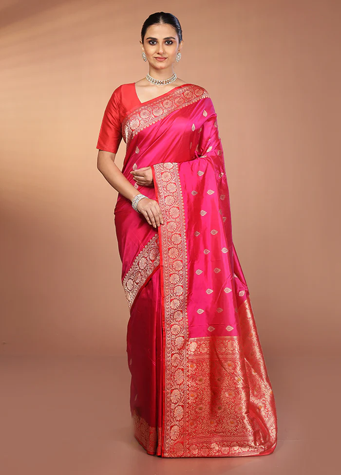 Purple Handloom Katan Pure Silk Saree With Blouse Piece - Image 2
