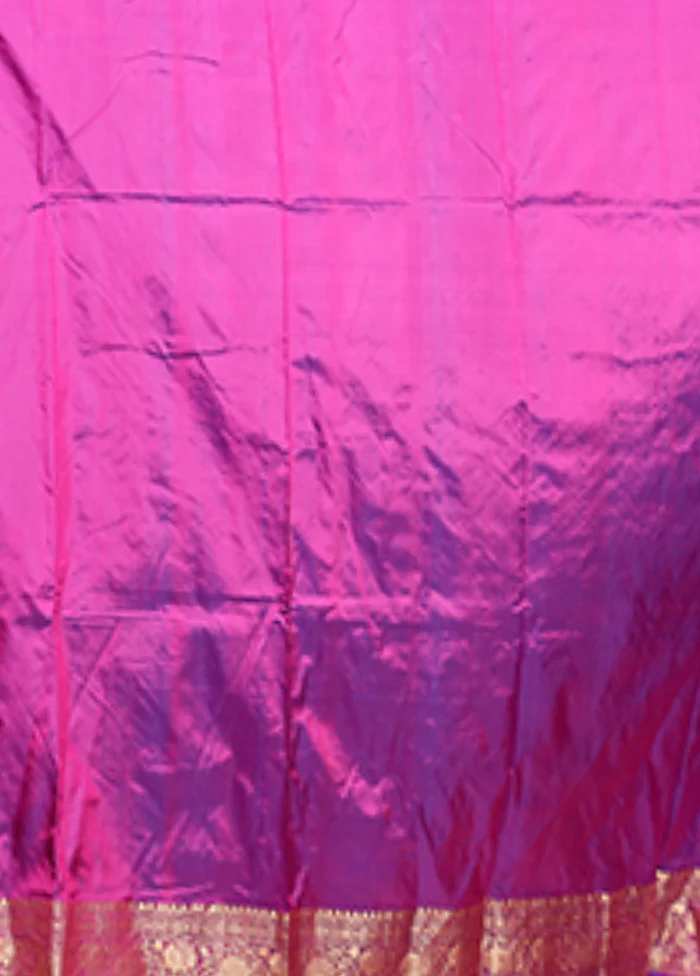 Purple Handloom Katan Pure Silk Saree With Blouse Piece - Image 5