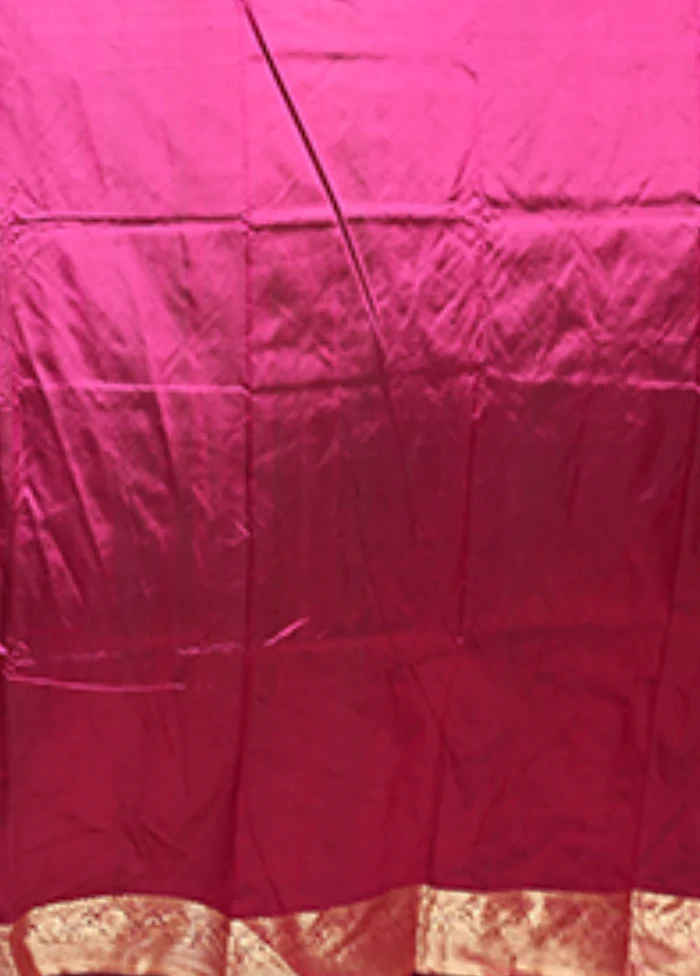 Purple Handloom Katan Pure Silk Saree With Blouse Piece - Image 5