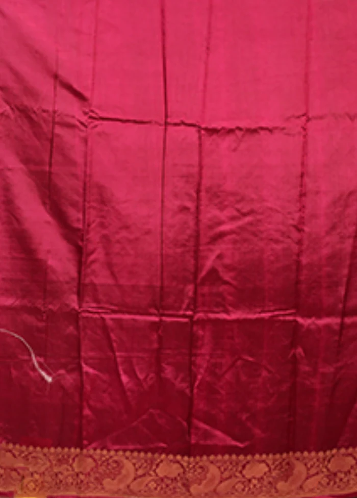 Wine Handloom Katan Pure Silk Saree With Blouse Piece - Image 5