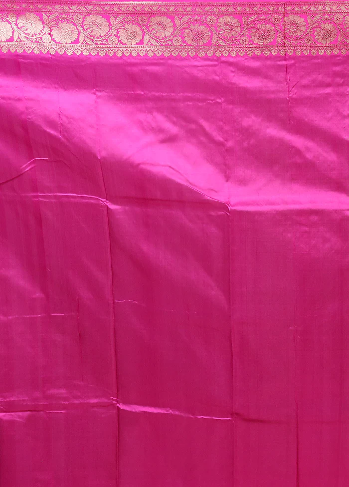 Purple Handloom Katan Pure Silk Saree With Blouse Piece - Image 5
