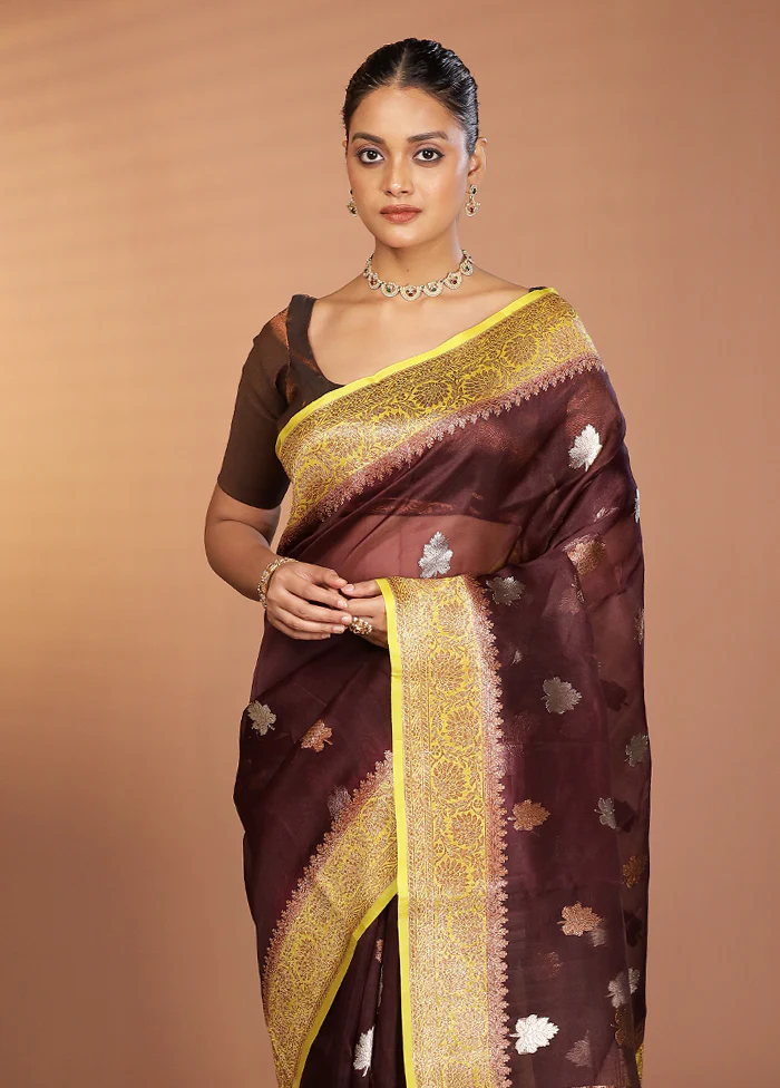 Purple Handloom Kora Pure Silk Saree With Blouse Piece