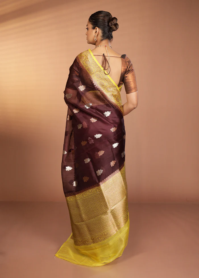Purple Handloom Kora Pure Silk Saree With Blouse Piece - Image 3