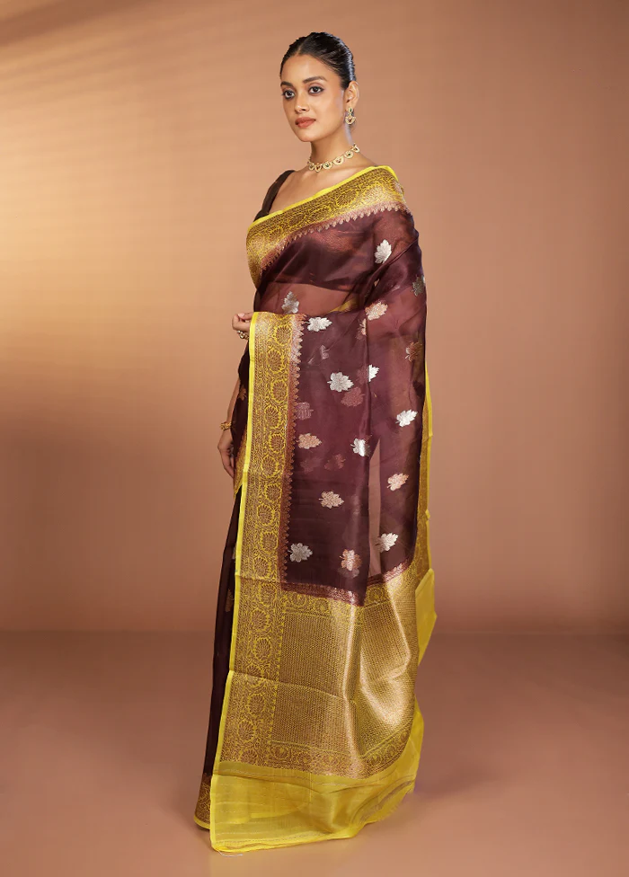 Purple Handloom Kora Pure Silk Saree With Blouse Piece - Image 4