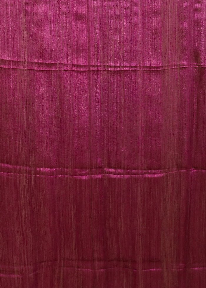 Purple Handloom Matka Pure Silk Saree With Blouse Piece - Image 5