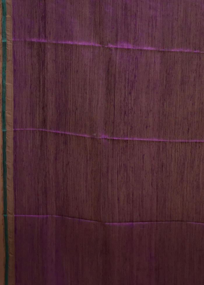 Purple Handloom Matka Pure Silk Saree With Blouse Piece - Image 5