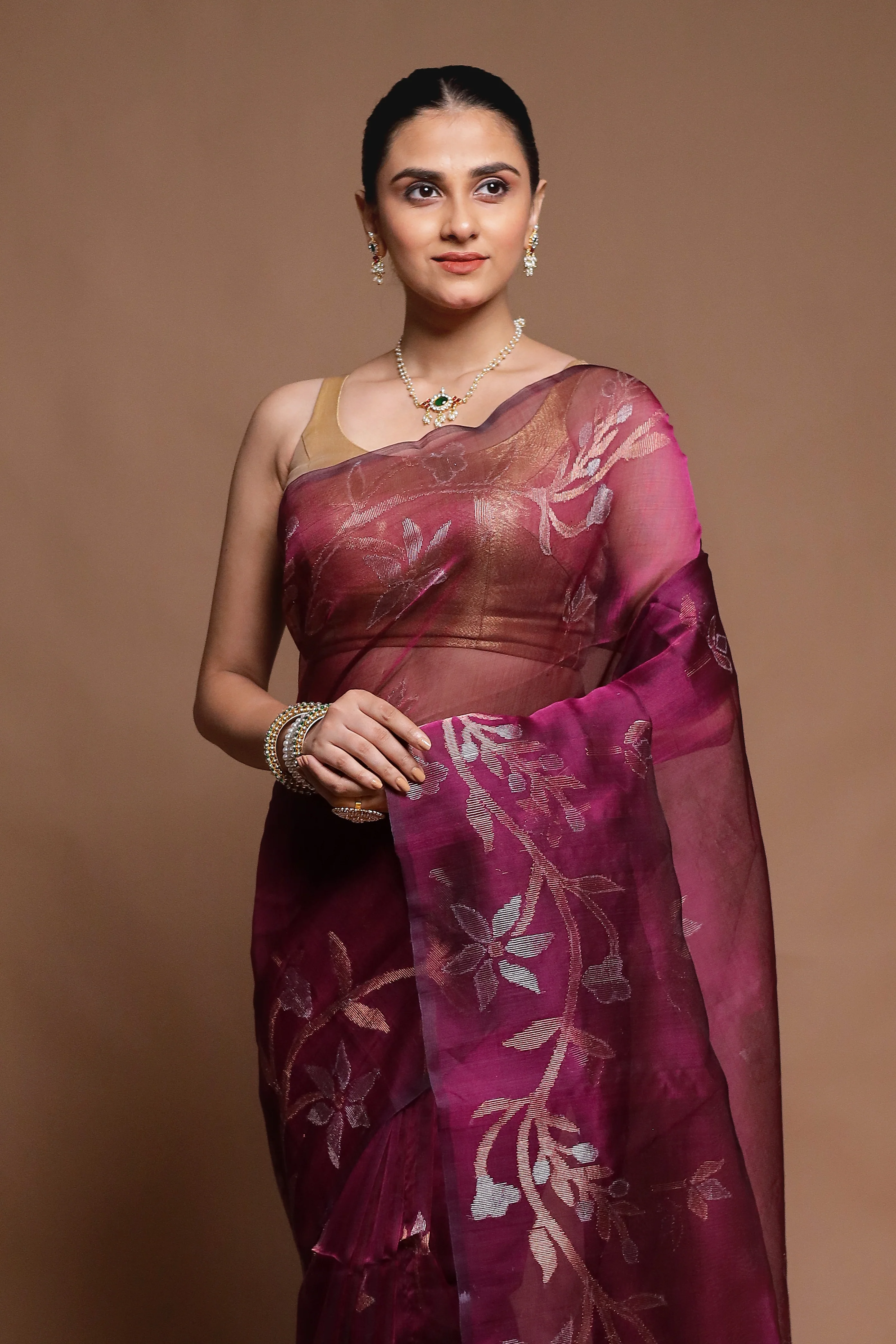 Purple Handloom Matka Pure Silk Saree With Blouse Piece - Image 2