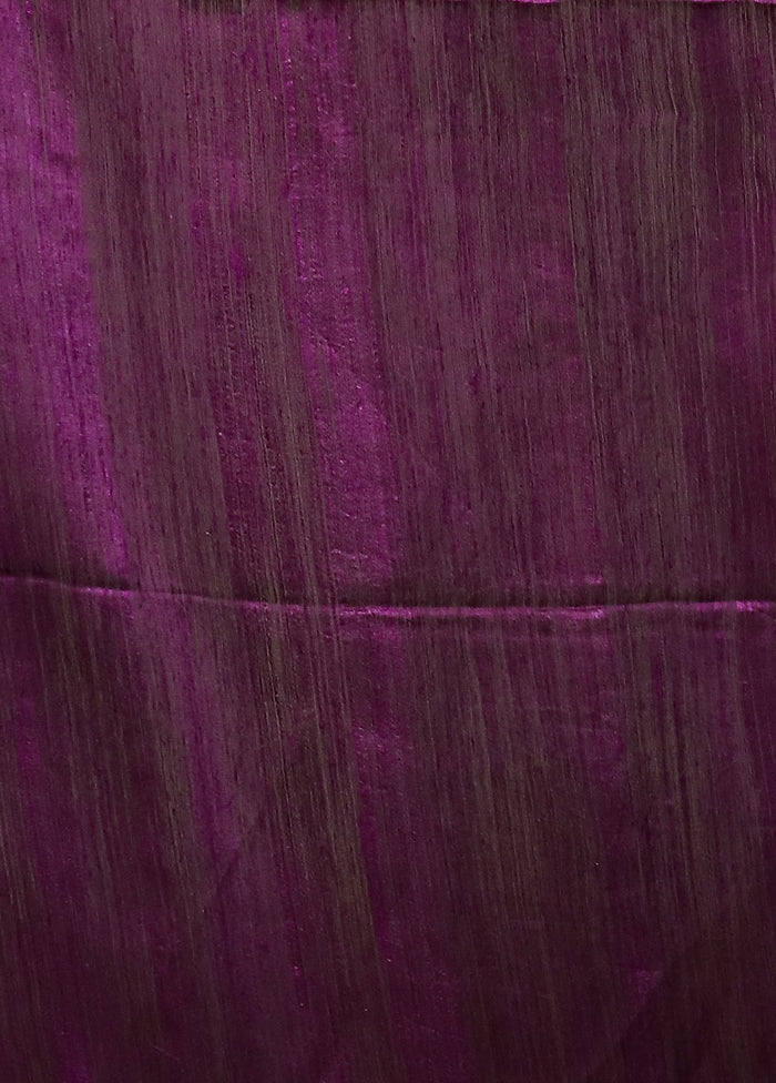 Purple Handloom Matka Pure Silk Saree With Blouse Piece - Image 5