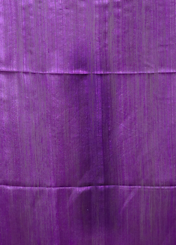 Purple Handloom Matka Pure Silk Saree With Blouse Piece - Image 5