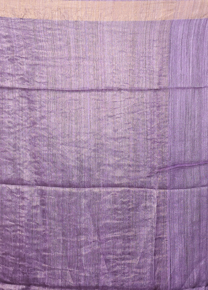 Purple Handloom Matka Pure Silk Saree With Blouse Piece - Image 5