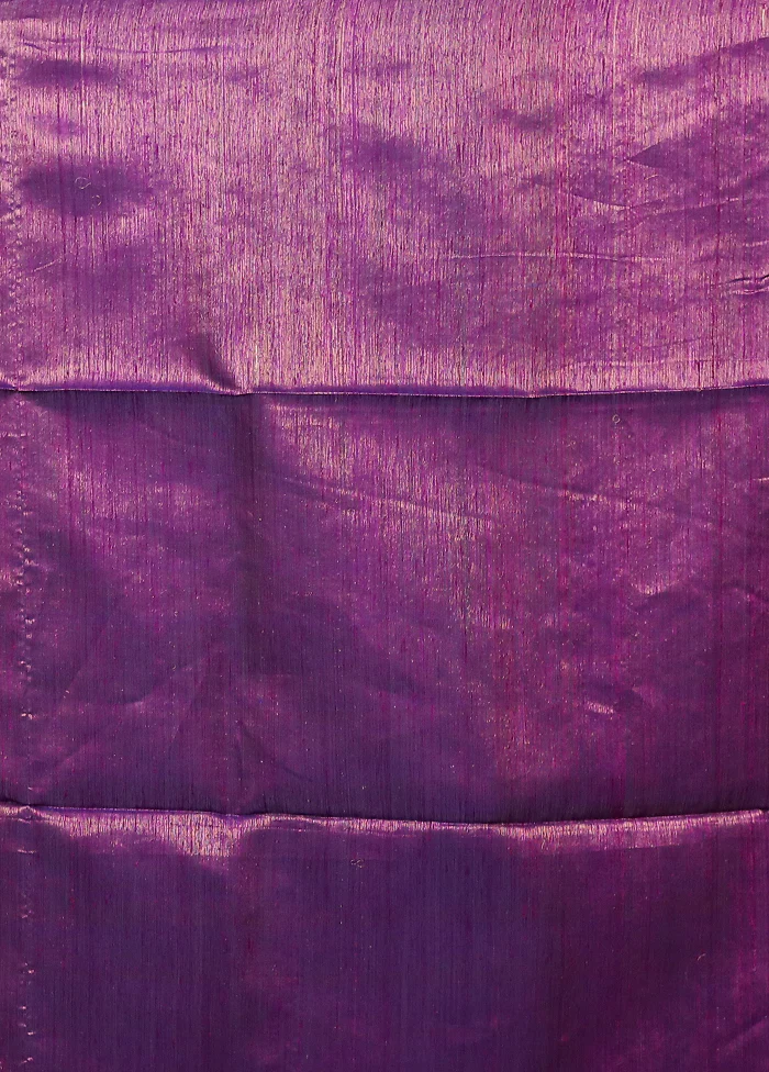 Purple Handloom Matka Pure Silk Saree With Blouse Piece - Image 5