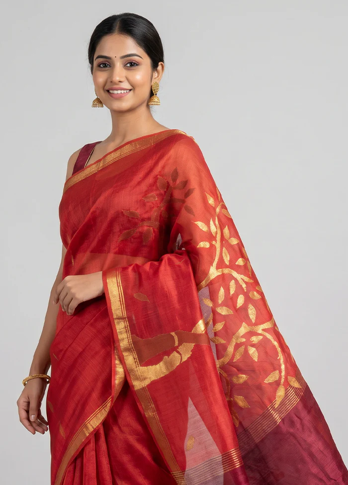 Purple Handloom Matka Pure Silk Saree With Blouse Piece - Image 2