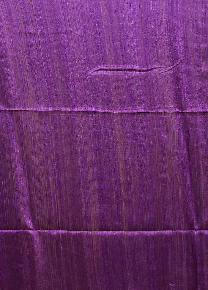 Purple Handloom Matka Pure Silk Saree With Blouse Piece - Image 5
