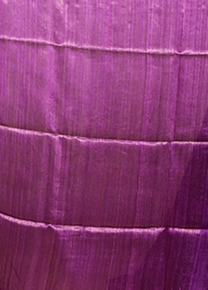 Purple Handloom Matka Pure Silk Saree With Blouse Piece - Image 5