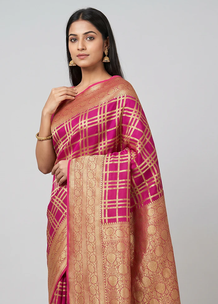 Purple Handloom Pure Georgette Saree With Blouse Piece - Image 2