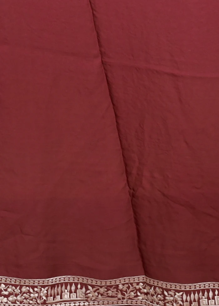 Purple Handloom Pure Georgette Saree With Blouse Piece - Image 5