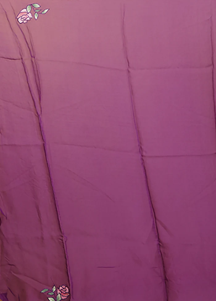 Purple Handloom Pure Organza Saree With Blouse Piece - Image 5