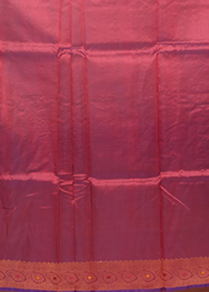 Purple Handloom Pure Organza Saree With Blouse Piece - Image 5