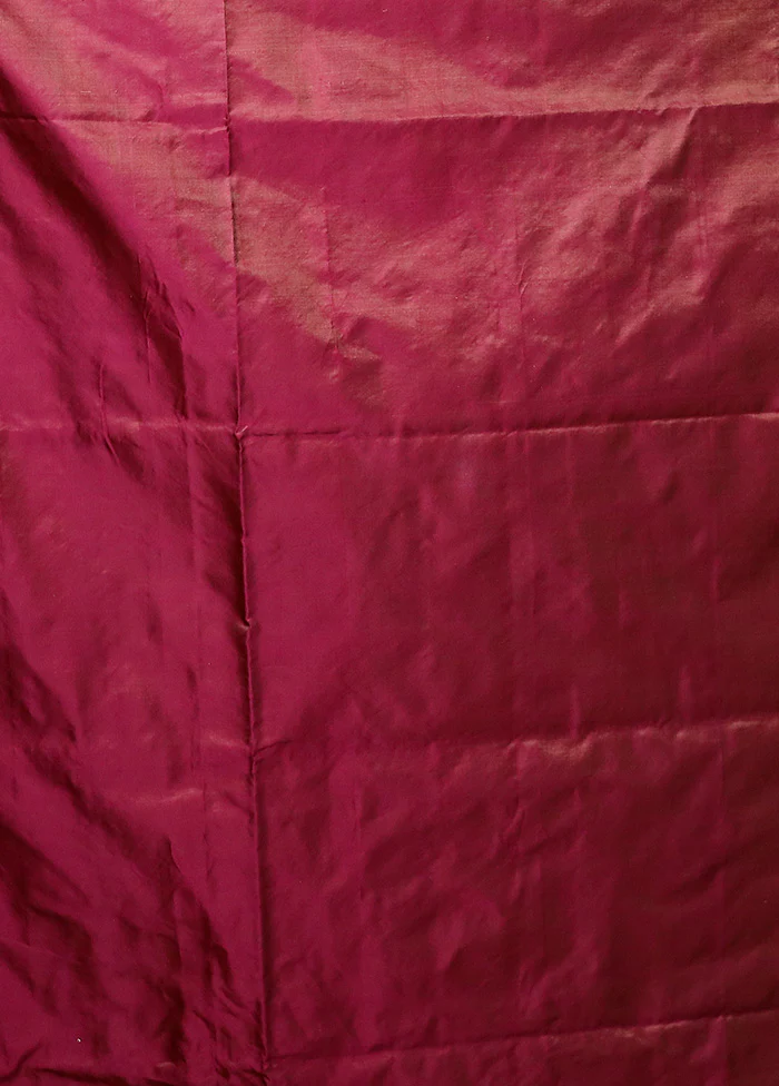 Purple Handloom Tanchoi Pure Silk Saree With Blouse Piece - Image 5