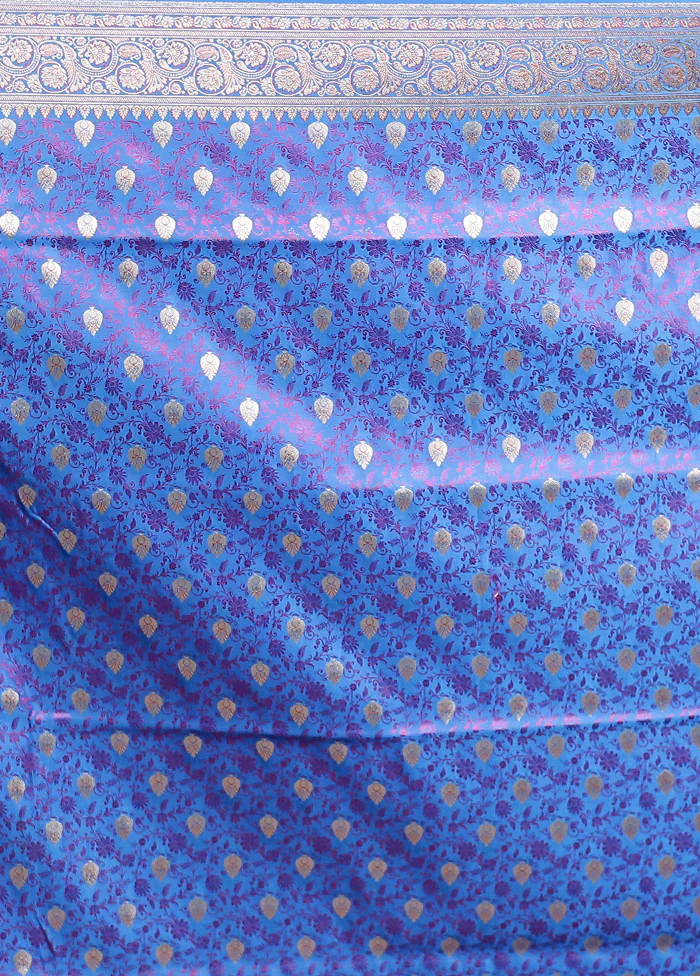 Purple Handloom Tanchoi Pure Silk Saree With Blouse Piece - Image 5