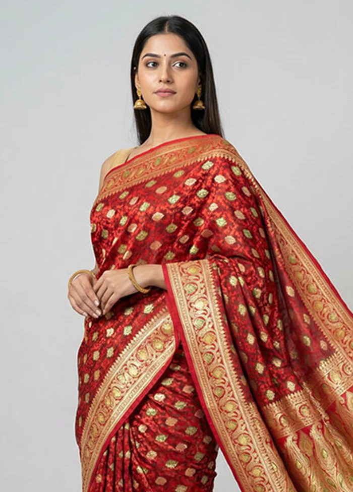 Purple Handloom Tanchoi Pure Silk Saree With Blouse Piece - Image 2